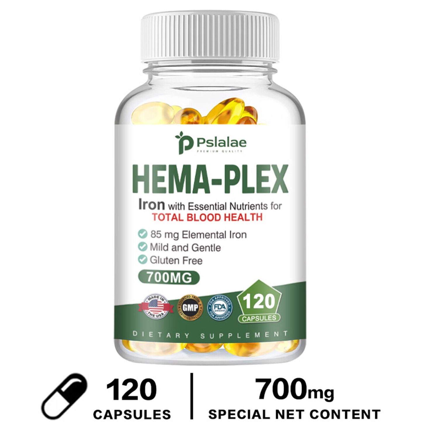 Hema-Plex Iron 700 mg - Multivitaminas - Se absorbe fácilmente Aumenta los niveles de hemoglobina 