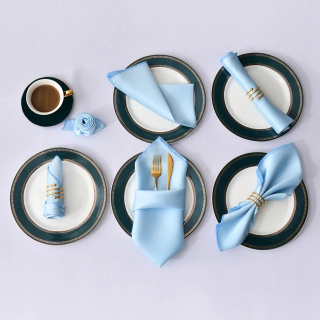 Servilleta de mesa de satén de 30x30cm, pañuelo suave, servilletas de mesa cuadradas para banquete de boda romántico, decoración para fiesta y cena, 12 Uds. 