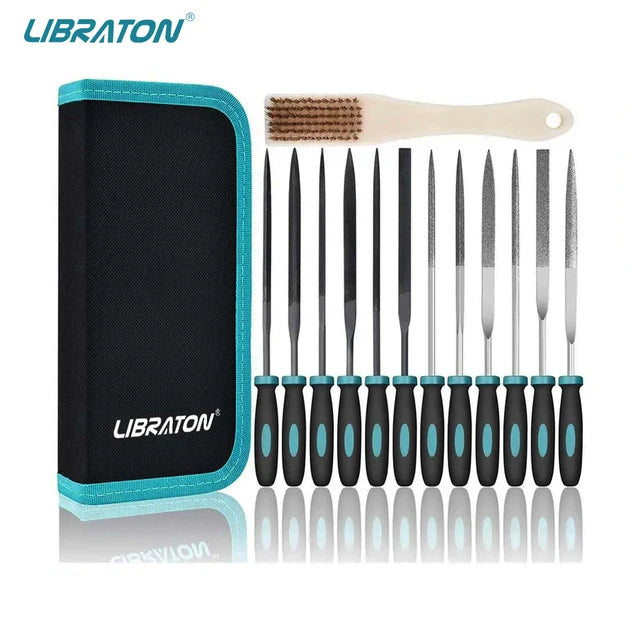 Libraton Small File Set, Needle Diamond Files 13PCS, 6Pcs Jewlers Files & 6 Steel Files for Precision Metal File Work Wood Files