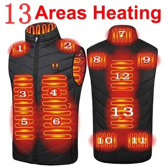 Chaleco calefactable de 17/13/9 áreas para hombre y mujer, chaleco calefactor eléctrico, chaqueta calefactable por Usb, chaleco calefactable, chaqueta calefactora para invierno 