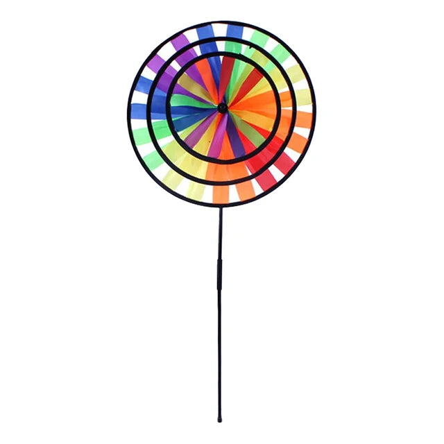 Molino de viento arcoíris grande de 36CM de diámetro, Spinner de viento colorido para jardín, decoración exterior, molinete de tela de alta calidad