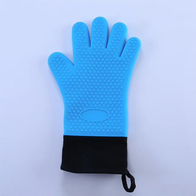 Guantes para horno de doble capa, guantes para hornear resistentes al calor con guantes de cocina de silicona y algodón, manoplas flexibles para horno para microondas 