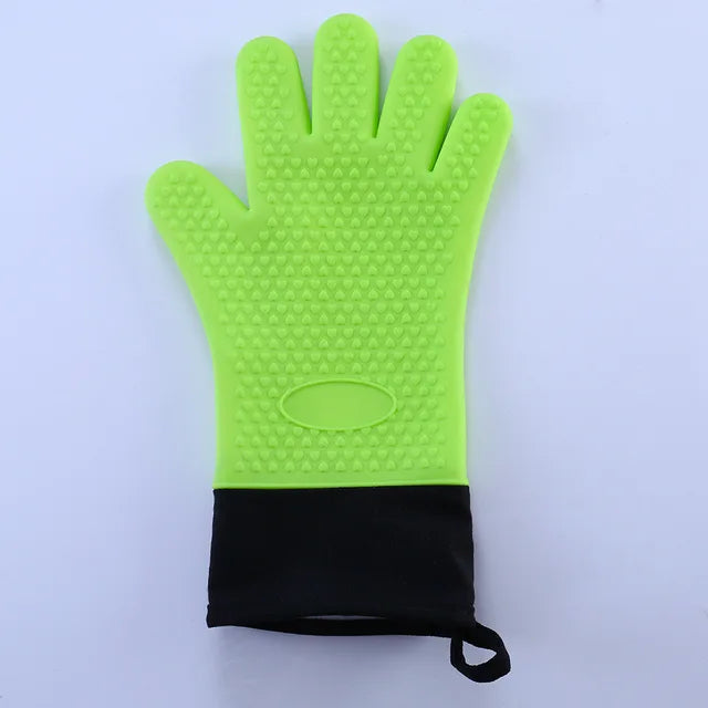 Guantes para horno de doble capa, guantes para hornear resistentes al calor con guantes de cocina de silicona y algodón, manoplas flexibles para horno para microondas 