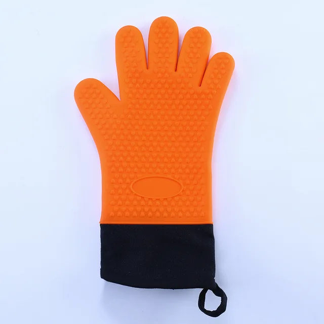 Guantes para horno de doble capa, guantes para hornear resistentes al calor con guantes de cocina de silicona y algodón, manoplas flexibles para horno para microondas 