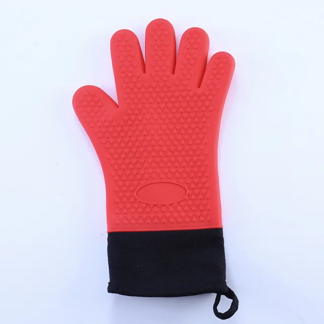 Guantes para horno de doble capa, guantes para hornear resistentes al calor con guantes de cocina de silicona y algodón, manoplas flexibles para horno para microondas 