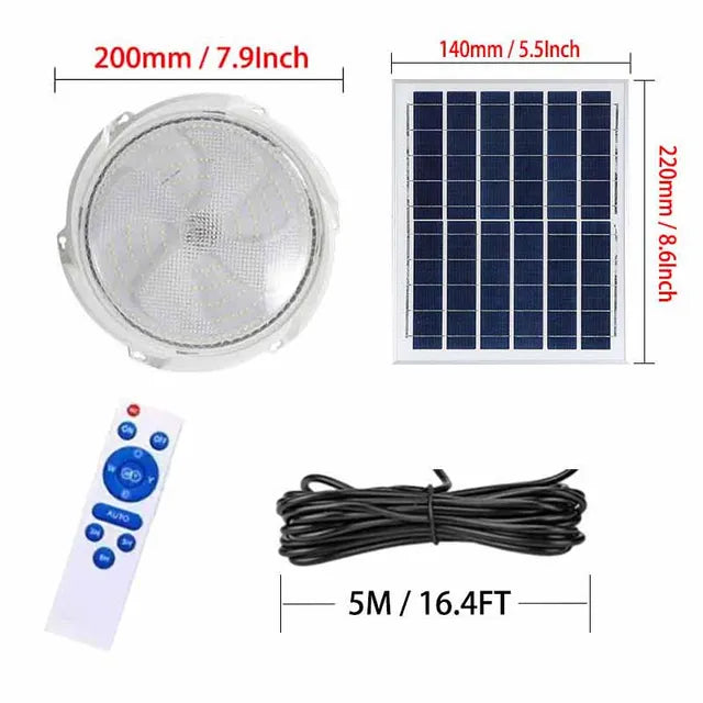 LED太阳能灯户外灯IP67防水带太阳能电池板走廊庭院室内天花板太阳能灯