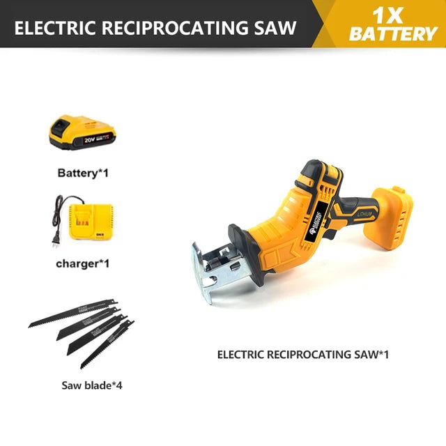 Cordless Power Tools Reciprocating Saw Band 4 Saw Blades Multi-Functional Metal Garden Tree Cutting Saw with Dewalt 20V Battery