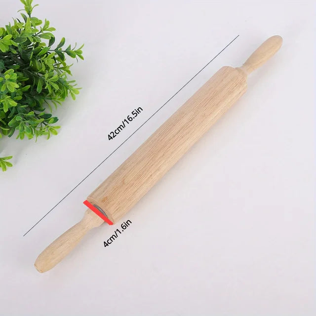 Rodillo de madera de 42cm de largo para cocina, rodillo para masa, 1 ud. 