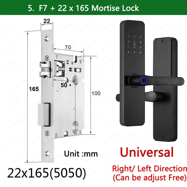 RAYKUBE F7 TT Lock 智能指纹锁电动门锁，带更长更大的手柄面板镜面设计 APP 远程控制