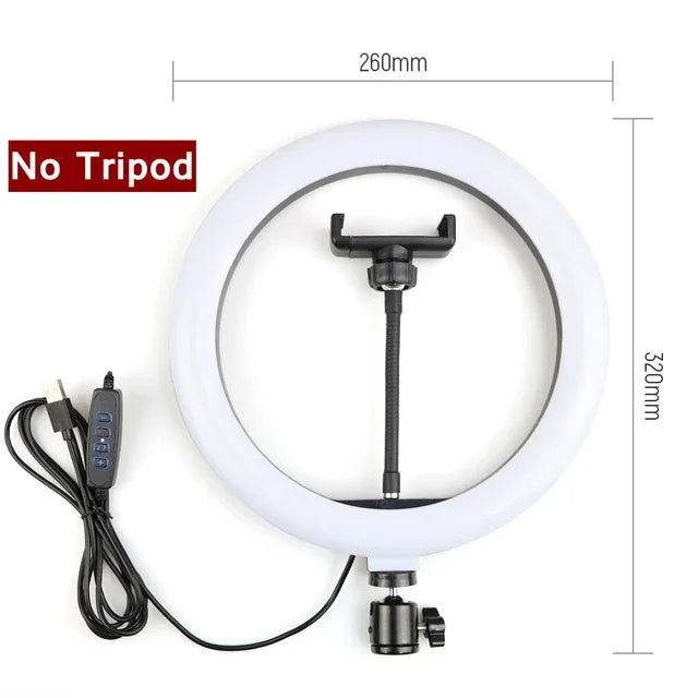 Lámpara de anillo con soporte para teléfono, luz LED retráctil para selfies, lámpara de escritorio profesional para transmisión en vivo de uñas y fotografía 