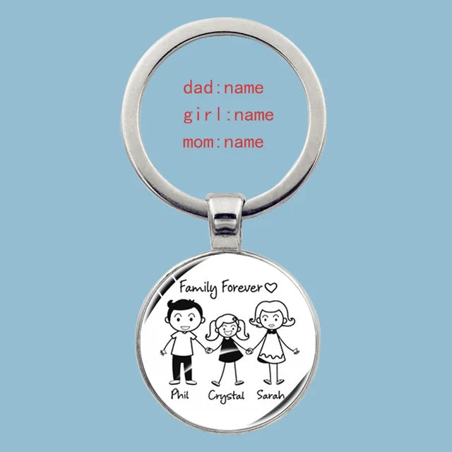 Cute Family Keychain Forever Family Beautiful Family Key Pendant Birthday Baptism Gift School Event Souvenirs Can Be Customized