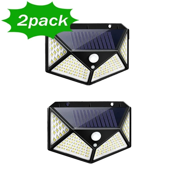 Lámpara Solar de pared LED de 1 a 12 Uds., 100, 4 lados luminosos con Sensor de movimiento, luz de pared impermeable para jardín y patio al aire libre 