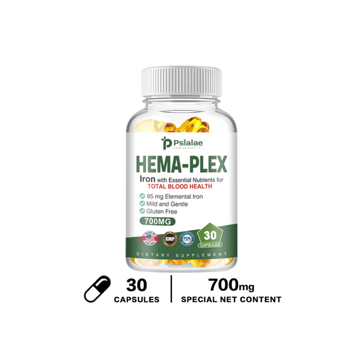 Hema-Plex Iron 700 mg - Multivitaminas - Se absorbe fácilmente Aumenta los niveles de hemoglobina 