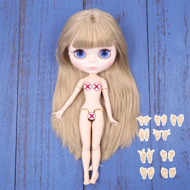 ICY DBS-Muñeca Blyth de piel blanca, cara brillante, cara mate, cuerpo articulado con juego de mano A &amp; B 1/6 bjd, maquillaje diy adecuado, precio especial 