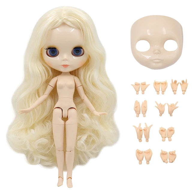 ICY DBS-Muñeca Blyth de piel blanca, cara brillante, cara mate, cuerpo articulado con juego de mano A &amp; B 1/6 bjd, maquillaje diy adecuado, precio especial 