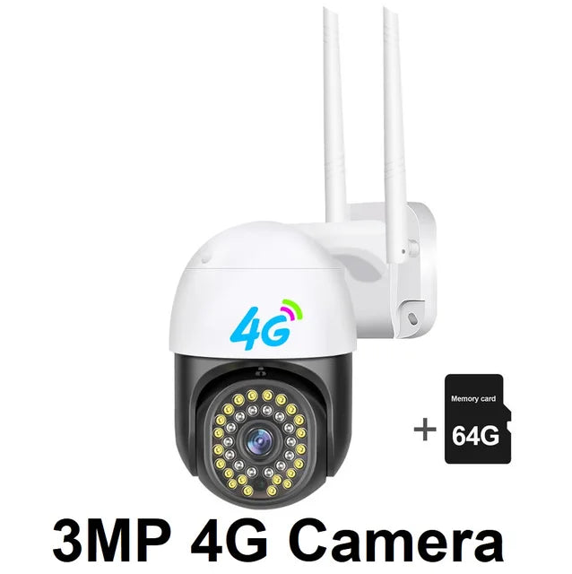 Cámara de videovigilancia inalámbrica con tarjeta SIM 4G, Zoom 4X, 3MP, detección de movimiento, seguimiento automático, cámara de seguridad para el hogar 4G V380Pro 