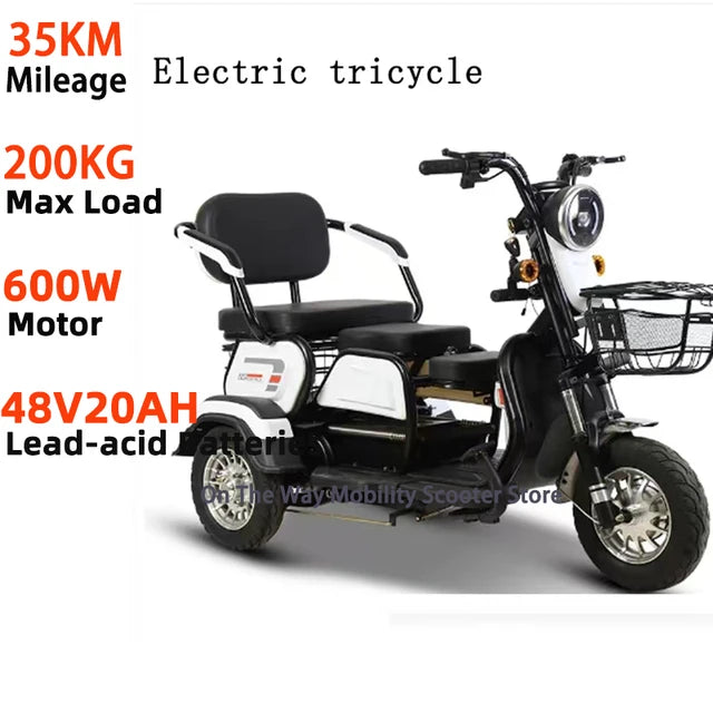 Triciclo eléctrico para personas mayores, Scooter de movilidad con reposabrazos, Scooter Eléctrico de ocio, Mini triciclo portátil pequeño para discapacitados de 3 ruedas 