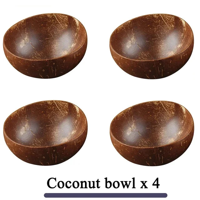 Vajilla De Tazón De Coco Natural para Mujer, Vajilla De Madera Hecha A Mano, Cuchara De Madera, Ensalada De Frutas De Postre, Tazón De Ramen De Arroz Mezclado, 1 