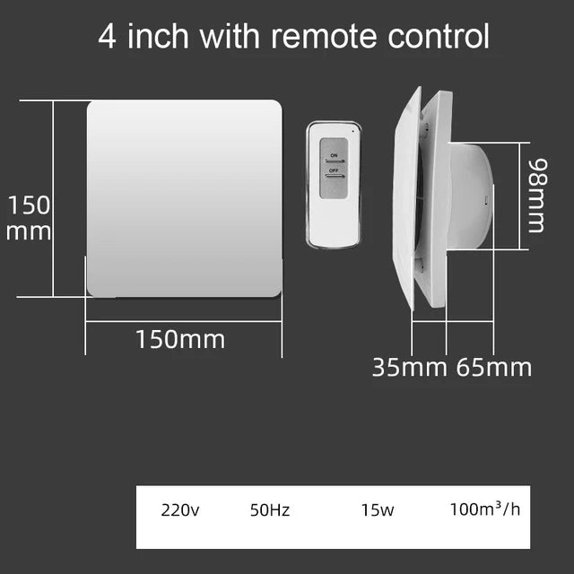 Extractor de aire de alta velocidad de 4/6 pulgadas para inodoro, cocina, baño, colgante, ventana de pared, Extractor con Control remoto 