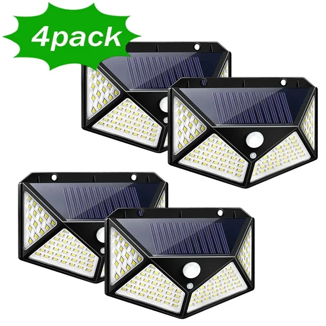 Lámpara Solar de pared LED de 1 a 12 Uds., 100, 4 lados luminosos con Sensor de movimiento, luz de pared impermeable para jardín y patio al aire libre 