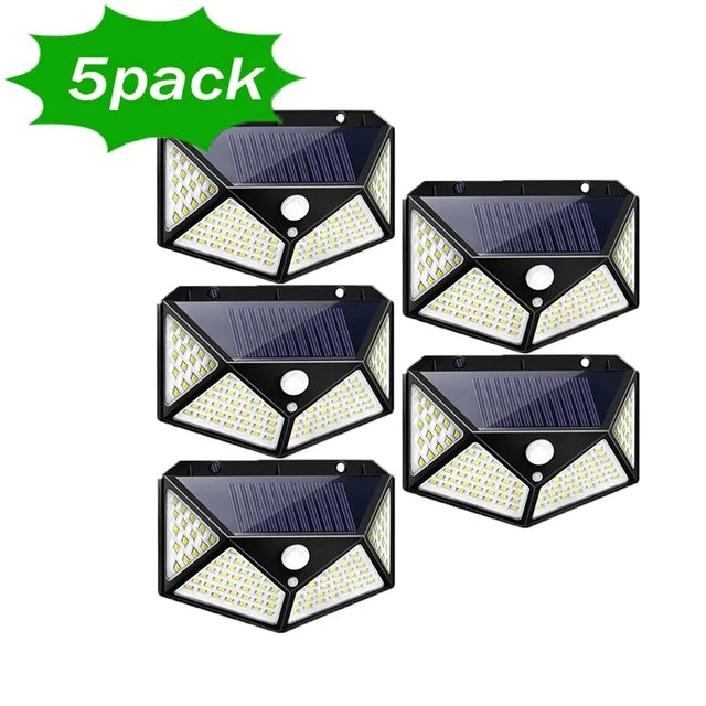 Lámpara Solar de pared LED de 1 a 12 Uds., 100, 4 lados luminosos con Sensor de movimiento, luz de pared impermeable para jardín y patio al aire libre 