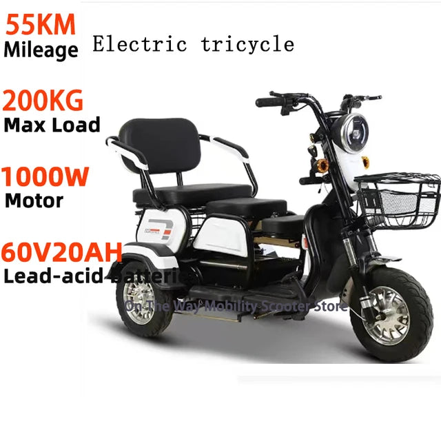 Triciclo eléctrico para personas mayores, Scooter de movilidad con reposabrazos, Scooter Eléctrico de ocio, Mini triciclo portátil pequeño para discapacitados de 3 ruedas 