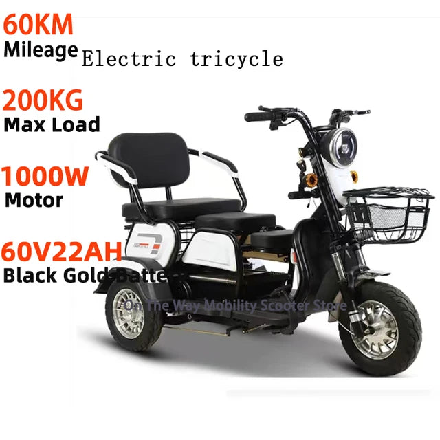 Triciclo eléctrico para personas mayores, Scooter de movilidad con reposabrazos, Scooter Eléctrico de ocio, Mini triciclo portátil pequeño para discapacitados de 3 ruedas 