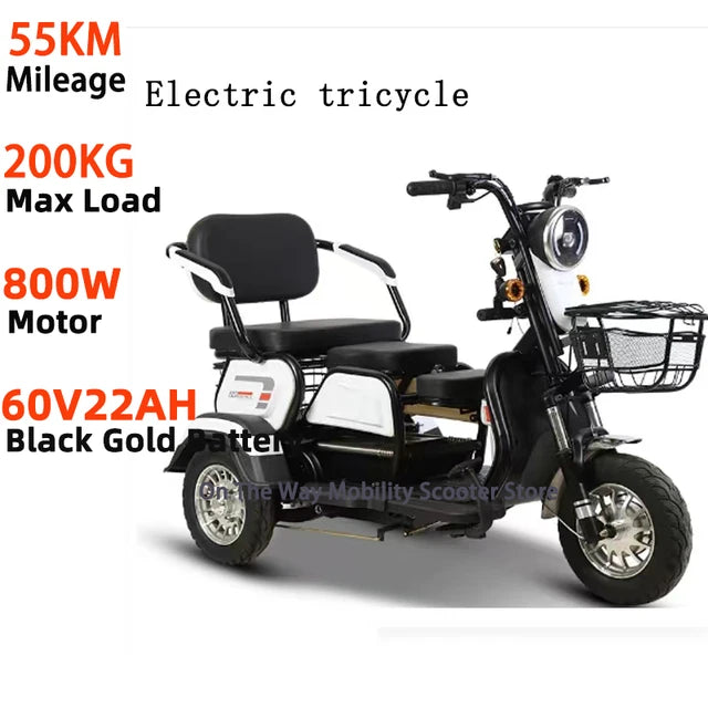 Triciclo eléctrico para personas mayores, Scooter de movilidad con reposabrazos, Scooter Eléctrico de ocio, Mini triciclo portátil pequeño para discapacitados de 3 ruedas 