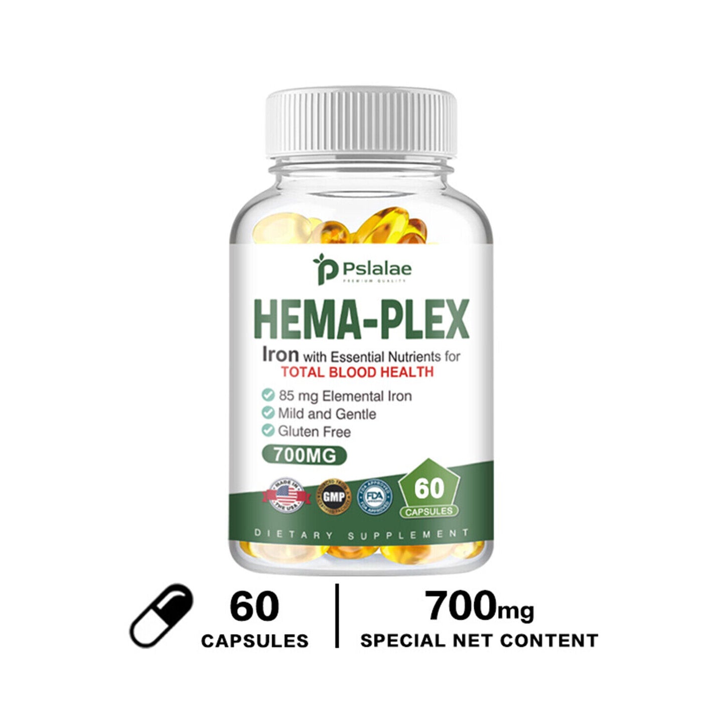 Hema-Plex Iron 700 mg - Multivitaminas - Se absorbe fácilmente Aumenta los niveles de hemoglobina 