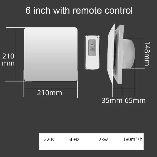 Extractor de aire de alta velocidad de 4/6 pulgadas para inodoro, cocina, baño, colgante, ventana de pared, Extractor con Control remoto 