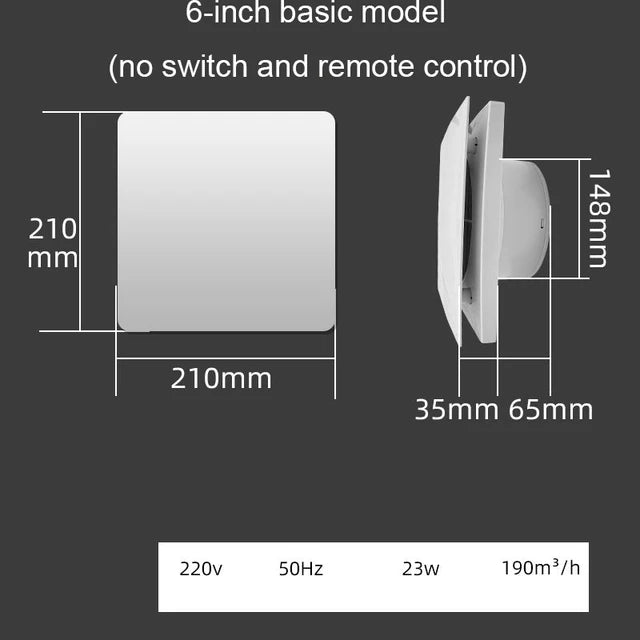 Extractor de aire de alta velocidad de 4/6 pulgadas para inodoro, cocina, baño, colgante, ventana de pared, Extractor con Control remoto 