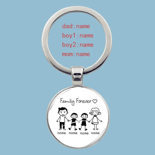 Cute Family Keychain Forever Family Beautiful Family Key Pendant Birthday Baptism Gift School Event Souvenirs Can Be Customized