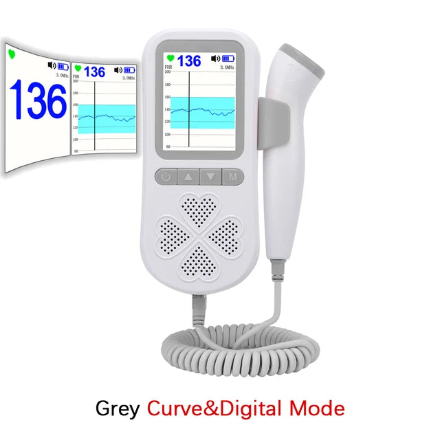 Monitor de ritmo cardíaco Fetal Doppler actualizado de 3,0 MHz, Detector de ritmo cardíaco de sonido Fetal para embarazo en casa, pantalla LCD sin radiación 