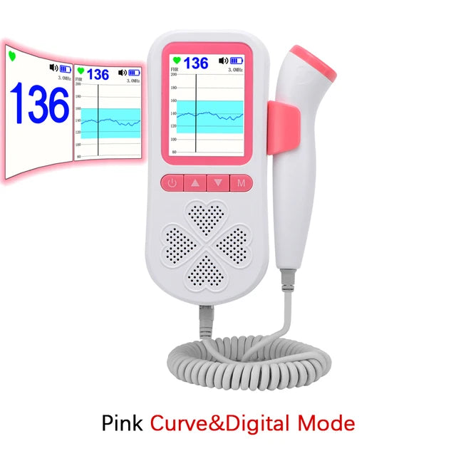 Monitor de ritmo cardíaco Fetal Doppler actualizado de 3,0 MHz, Detector de ritmo cardíaco de sonido Fetal para embarazo en casa, pantalla LCD sin radiación 