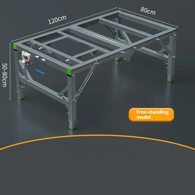 Stainless Steel Small Saw Table Frame Multifunctional Woodworking Worktable Folding Lifting Woodworking Workbench Shelf 80x120cm