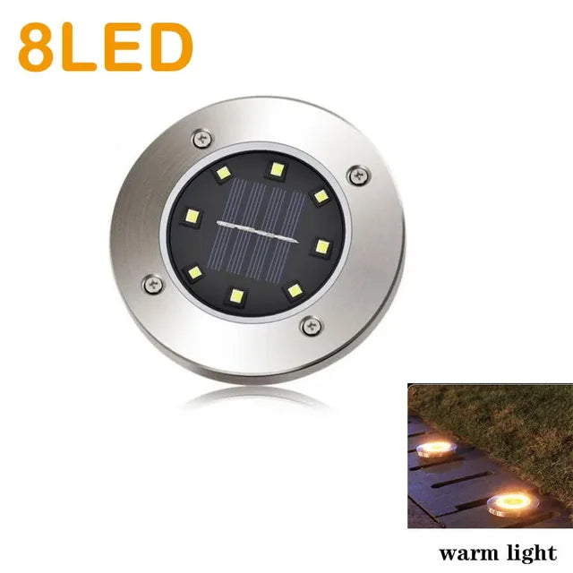 Luz de disco de energía Solar 8/20LED, luz Solar subterránea para jardín al aire libre, foco de luz de cubierta, lámpara Led Solar enterrada, decoración de jardín 