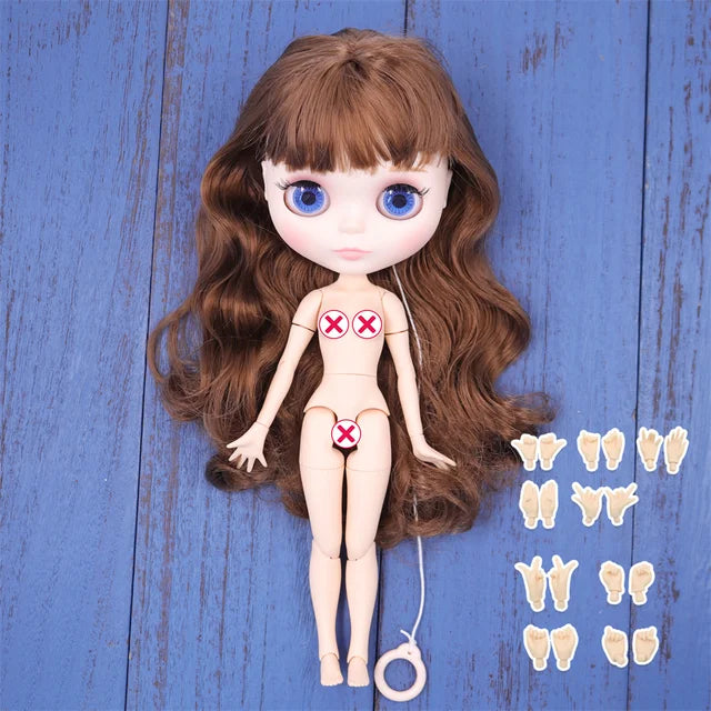 ICY DBS-Muñeca Blyth de piel blanca, cara brillante, cara mate, cuerpo articulado con juego de mano A &amp; B 1/6 bjd, maquillaje diy adecuado, precio especial 