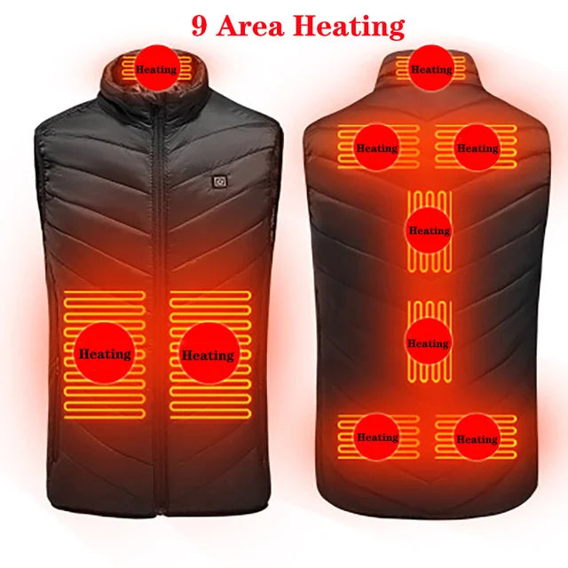 Chaleco calefactable de 17/13/9 áreas para hombre y mujer, chaleco calefactor eléctrico, chaqueta calefactable por Usb, chaleco calefactable, chaqueta calefactora para invierno 