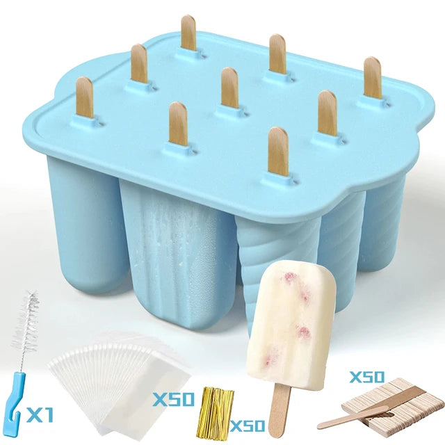 Summer DIY Ice Cream Tools With Wooden Sticks Silicone Popsicle Molds Kitchen Accessories Quench Thirst Snacks for Children