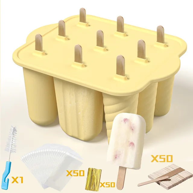 Summer DIY Ice Cream Tools With Wooden Sticks Silicone Popsicle Molds Kitchen Accessories Quench Thirst Snacks for Children