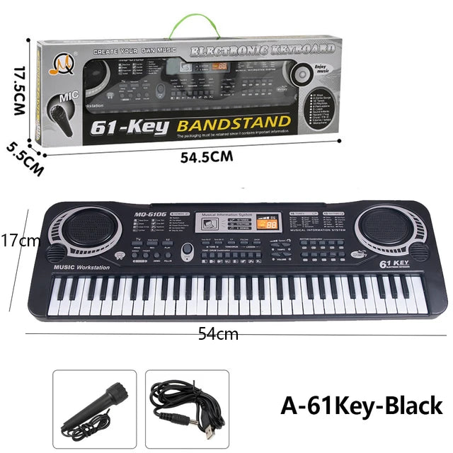 Teclado de Piano Electrónico para niños, órgano de 61 teclas con micrófono/24 teclas, juguetes educativos, instrumento Musical, regalo para niños principiantes