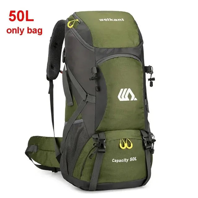 Mochila de viaje de 50L, bolsa de Camping para hombre, bolsa grande para senderismo, mochila turística, impermeable, para deportes al aire libre, escalada y montañismo 