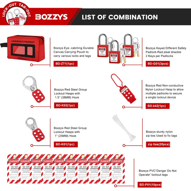 Personal Electrical Lockout Tagout Kit-39 Pack Safety LOTO Lock Set,Lockout Toolbox,safety padlock,breaker lockout