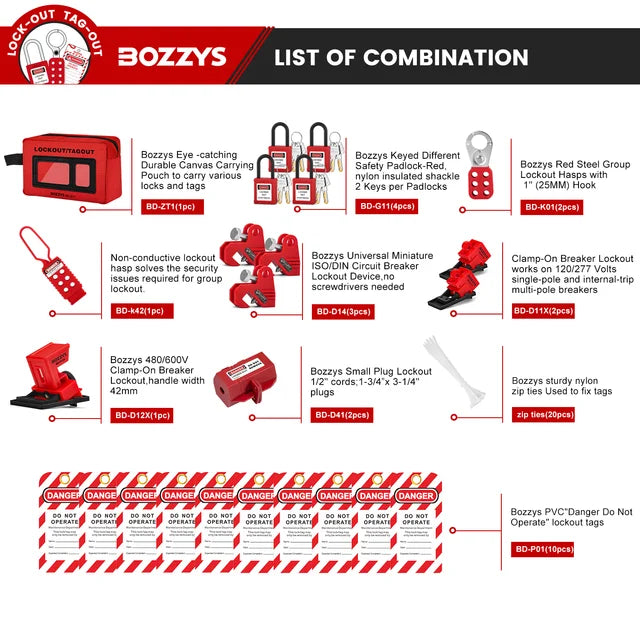 Personal Electrical Lockout Tagout Kit-39 Pack Safety LOTO Lock Set,Lockout Toolbox,safety padlock,breaker lockout