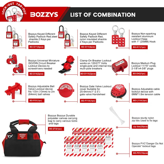 Personal Electrical Lockout Tagout Kit-39 Pack Safety LOTO Lock Set,Lockout Toolbox,safety padlock,breaker lockout