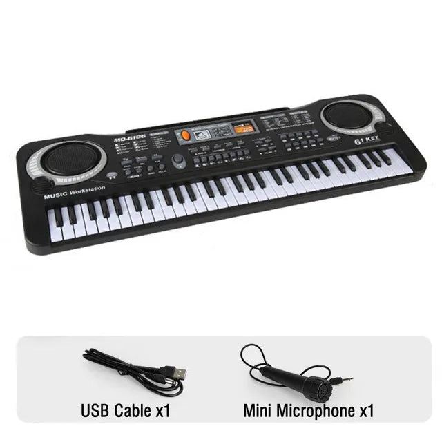 Teclado de Piano Electrónico para niños, órgano portátil de 61 teclas con micrófono, juguetes educativos, instrumento Musical, regalo para niños principiantes 