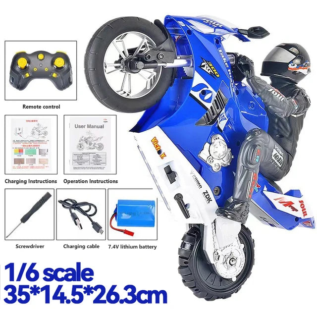 Motos RC de juguete para niños 1/6, coches RC de Motor eléctrico de alta velocidad, 4 canales, Control remoto, motocicleta de carreras, coche de derrape, modelo regalo 