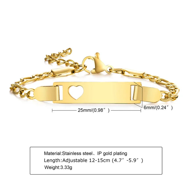 Pulsera de bebé personalizada, acero inoxidable grabado nombre fecha para niños recién nacidos hijo hija mamá regalo de bautismo 