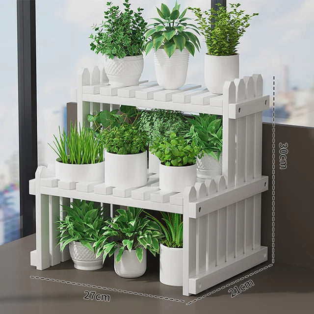 Soporte de exhibición de plantas para macetas de flores de 2 niveles, estante para plantas de bambú Natural, decorativo moderno para soporte de plantas, estante de almacenamiento para macetas de libros 