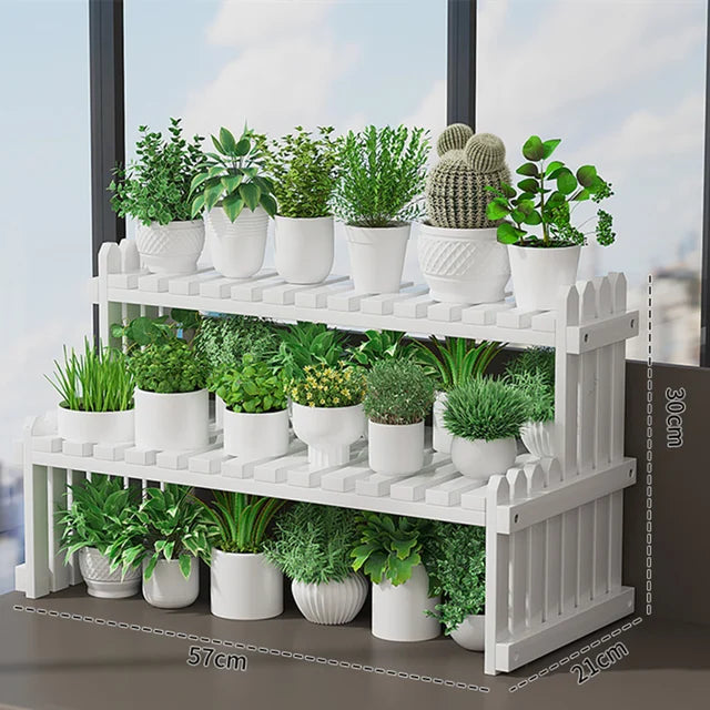 Soporte de exhibición de plantas para macetas de flores de 2 niveles, estante para plantas de bambú Natural, decorativo moderno para soporte de plantas, estante de almacenamiento para macetas de libros 